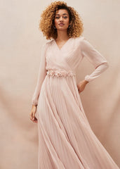 Alecia Pleated Chiffon Maxi Dress Antique Rose