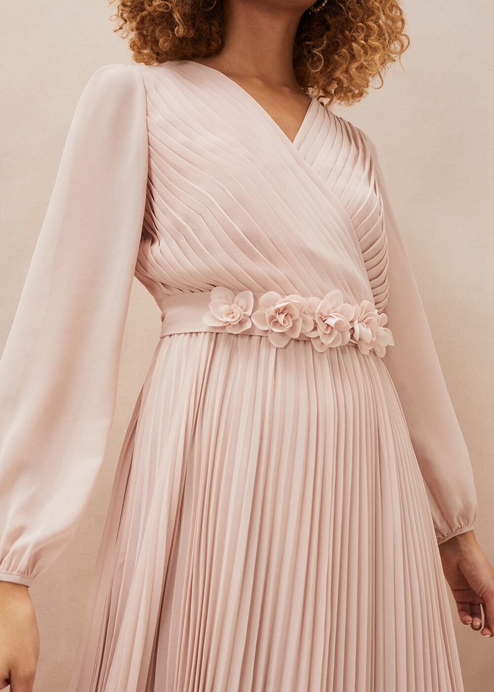 Alecia Pleated Chiffon Maxi Dress Antique Rose