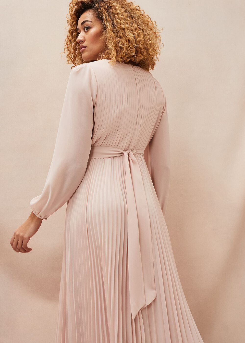 Alecia Pleated Chiffon Maxi Dress Antique Rose