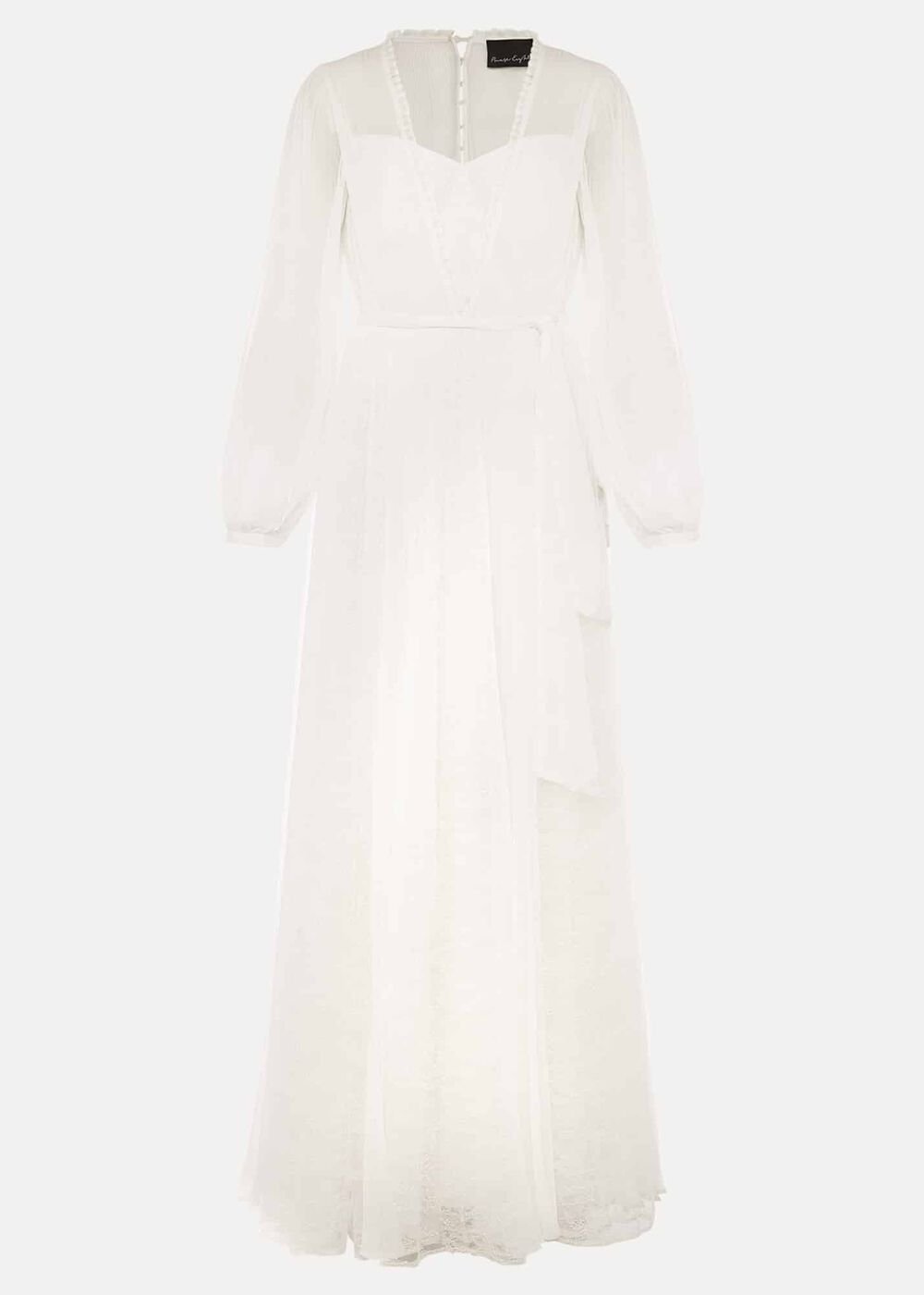 Mariana Pleated Lace Wedding Dress Pearl