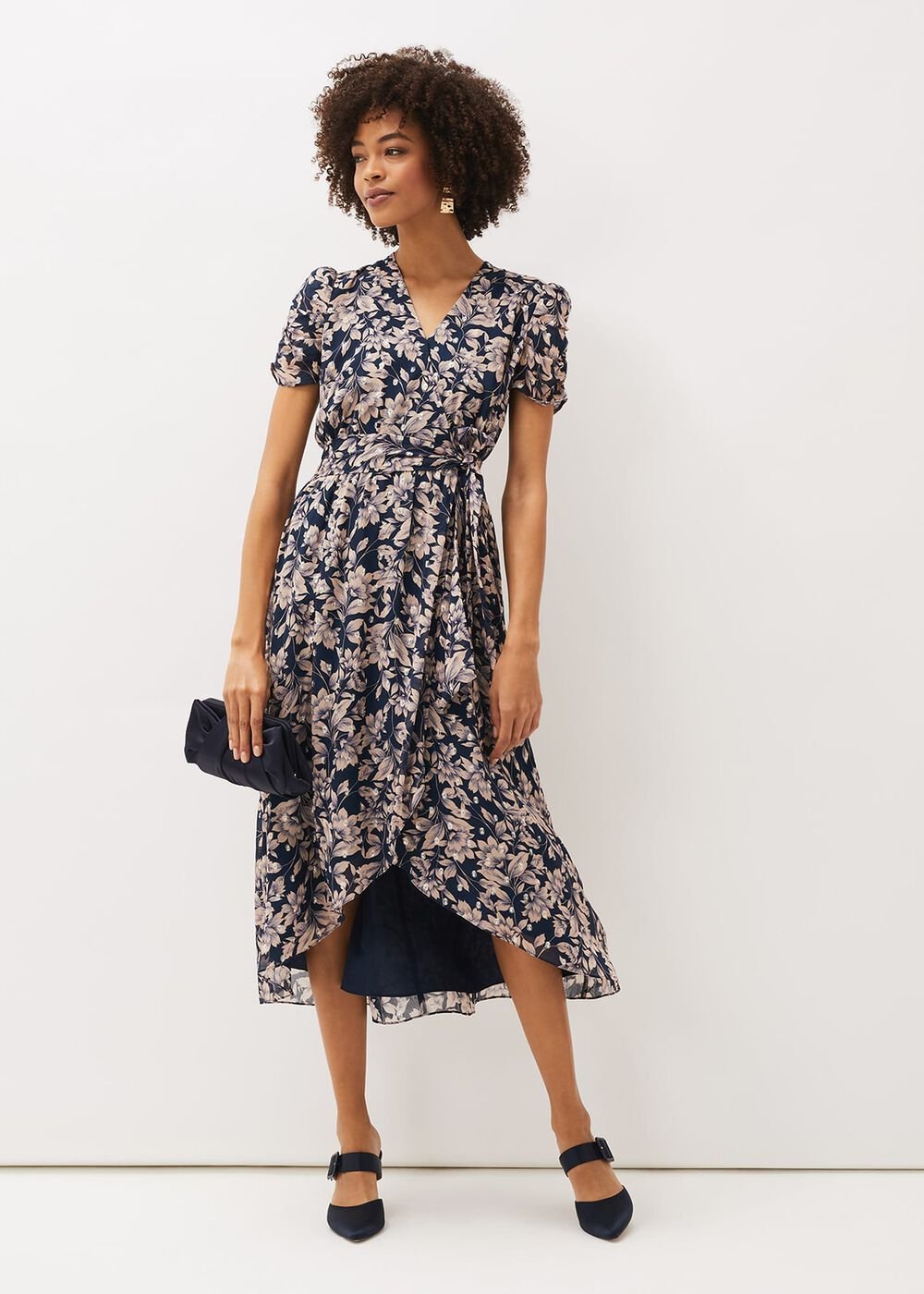 Zendaya Floral Dress Perussian Blue/Taupe