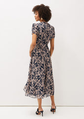 Zendaya Floral Dress Perussian Blue/Taupe