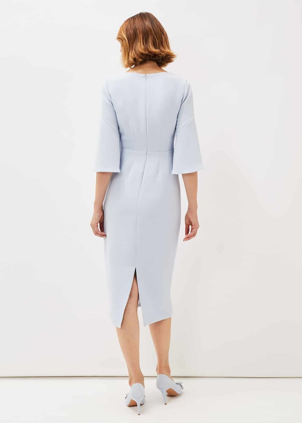 Layla Bow Detail Fitted Dress Sky Blue
