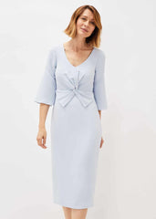Layla Bow Detail Fitted Dress Sky Blue