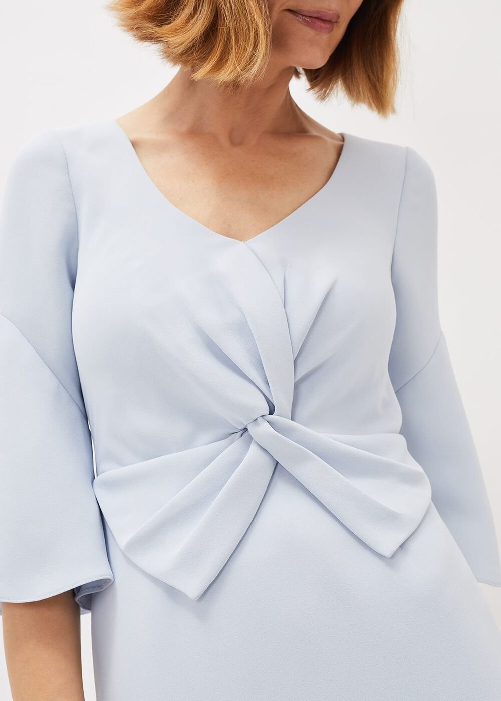 Layla Bow Detail Fitted Dress Sky Blue