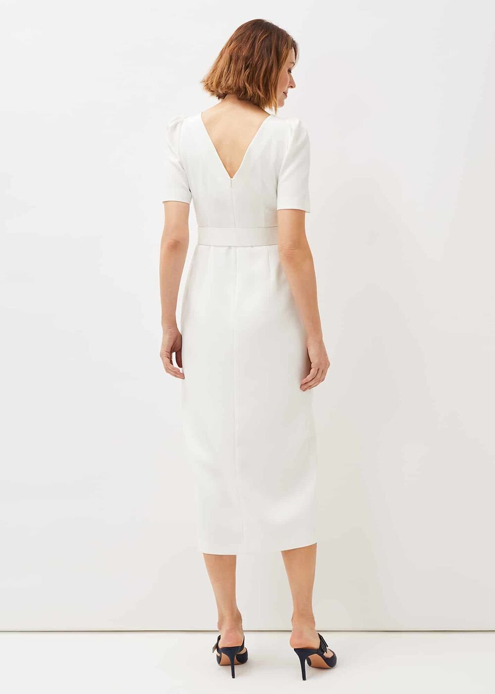 Niccola Fitted Belted Midaxi Dress Oyster