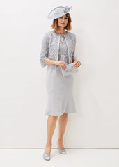 Alisha Double Layer Lace Peplum Dress Mineral