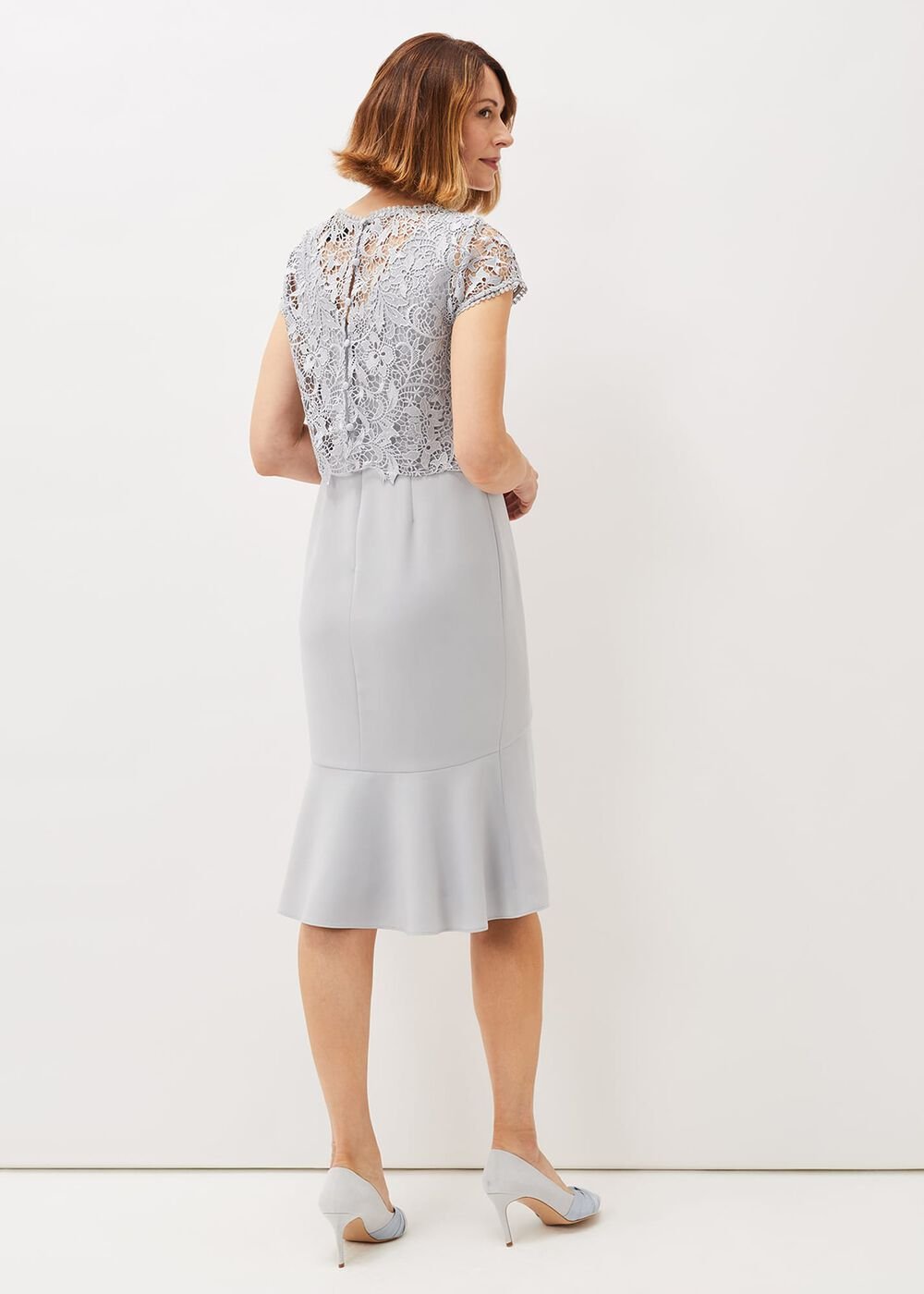 Alisha Double Layer Lace Peplum Dress Mineral