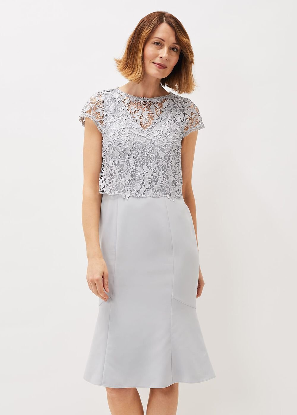 Alisha Double Layer Lace Peplum Dress Mineral