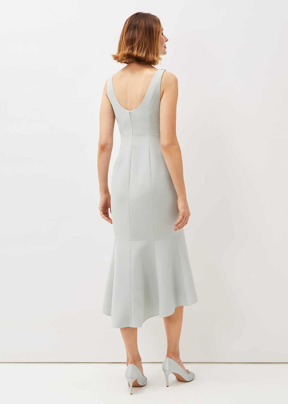 Nia Embellished Scuba Dress Eau De Nil