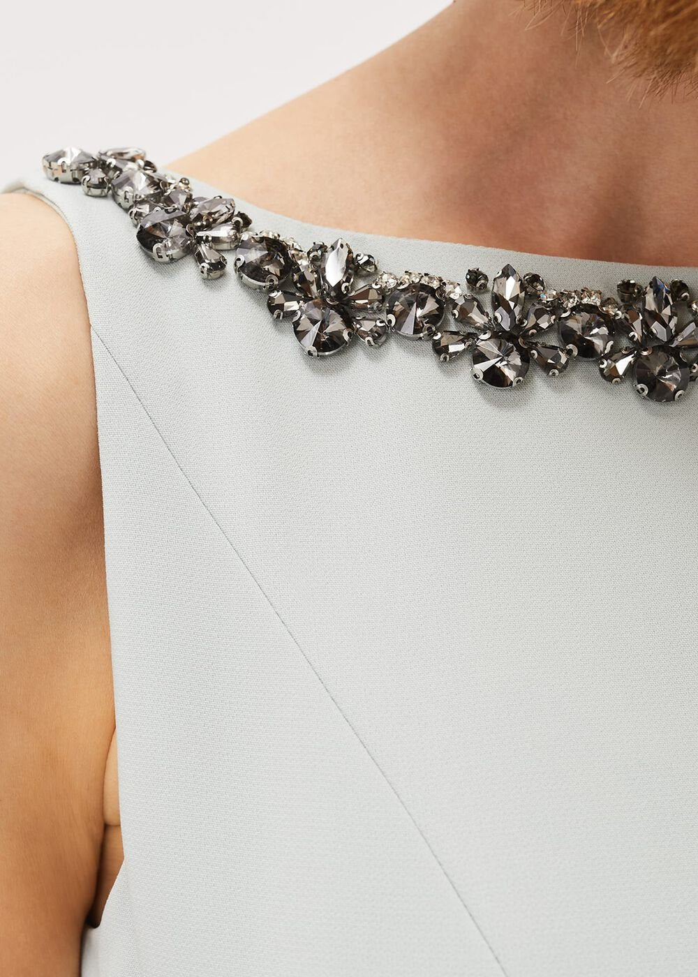 Nia Embellished Scuba Dress Eau De Nil