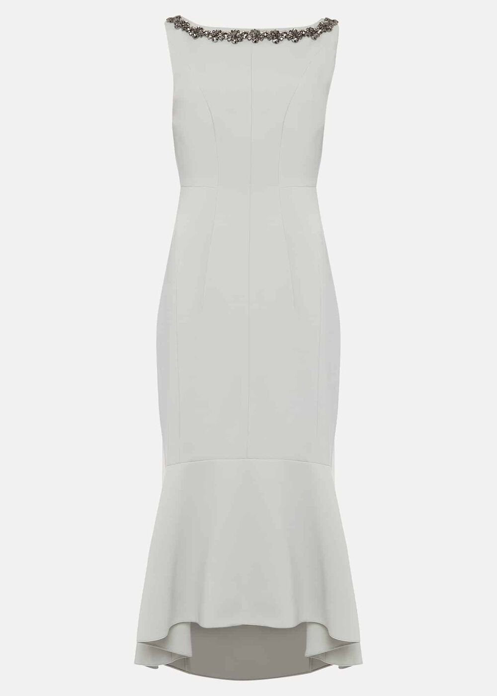 Nia Embellished Scuba Dress Eau De Nil