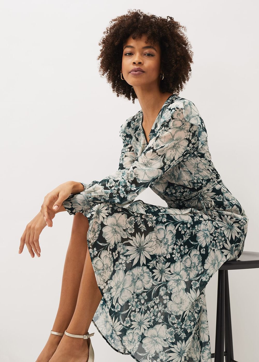 Indiana Floral Tiered Dress Pine