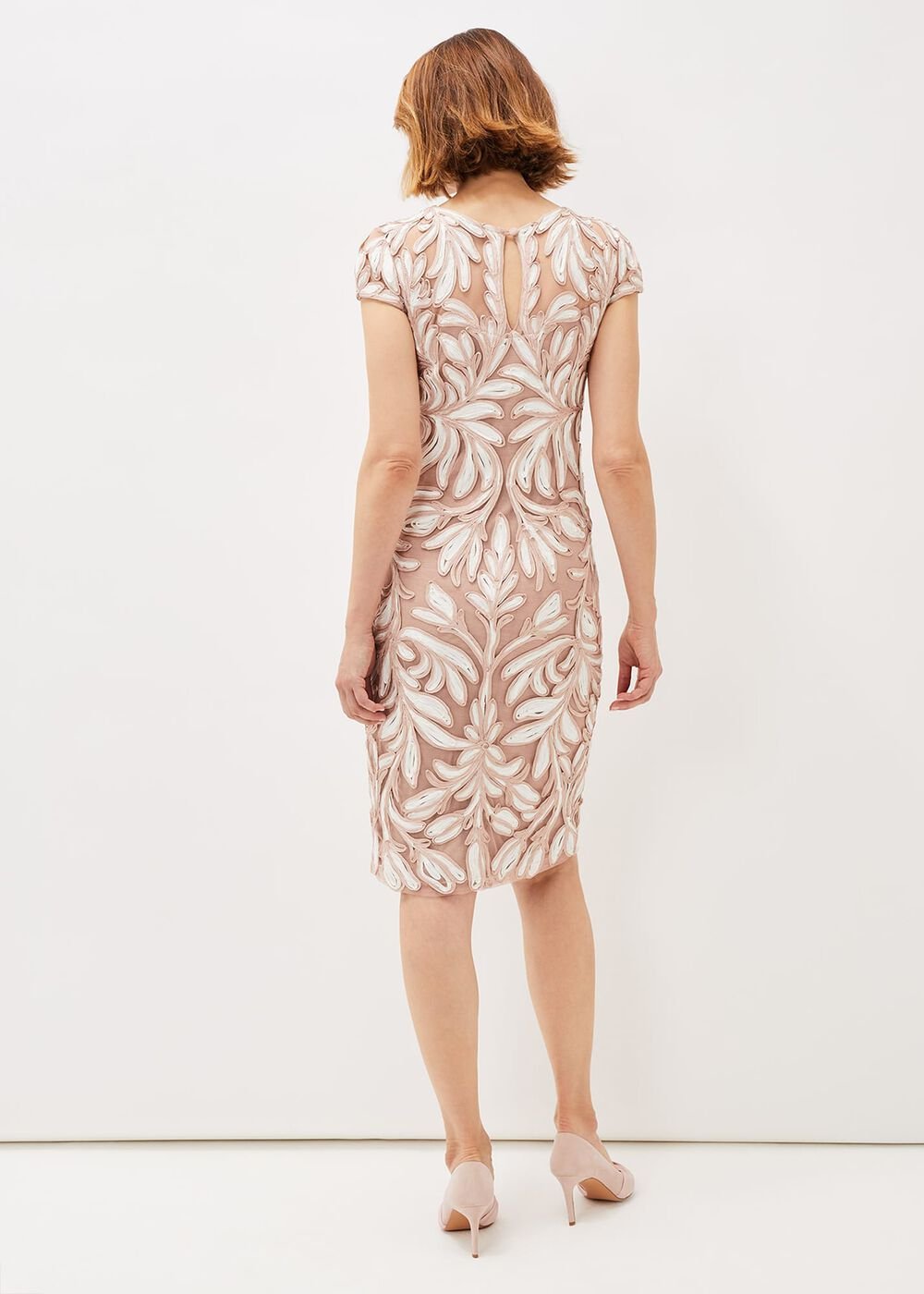 Anastasia Tapework Lace Dress Antique Rose