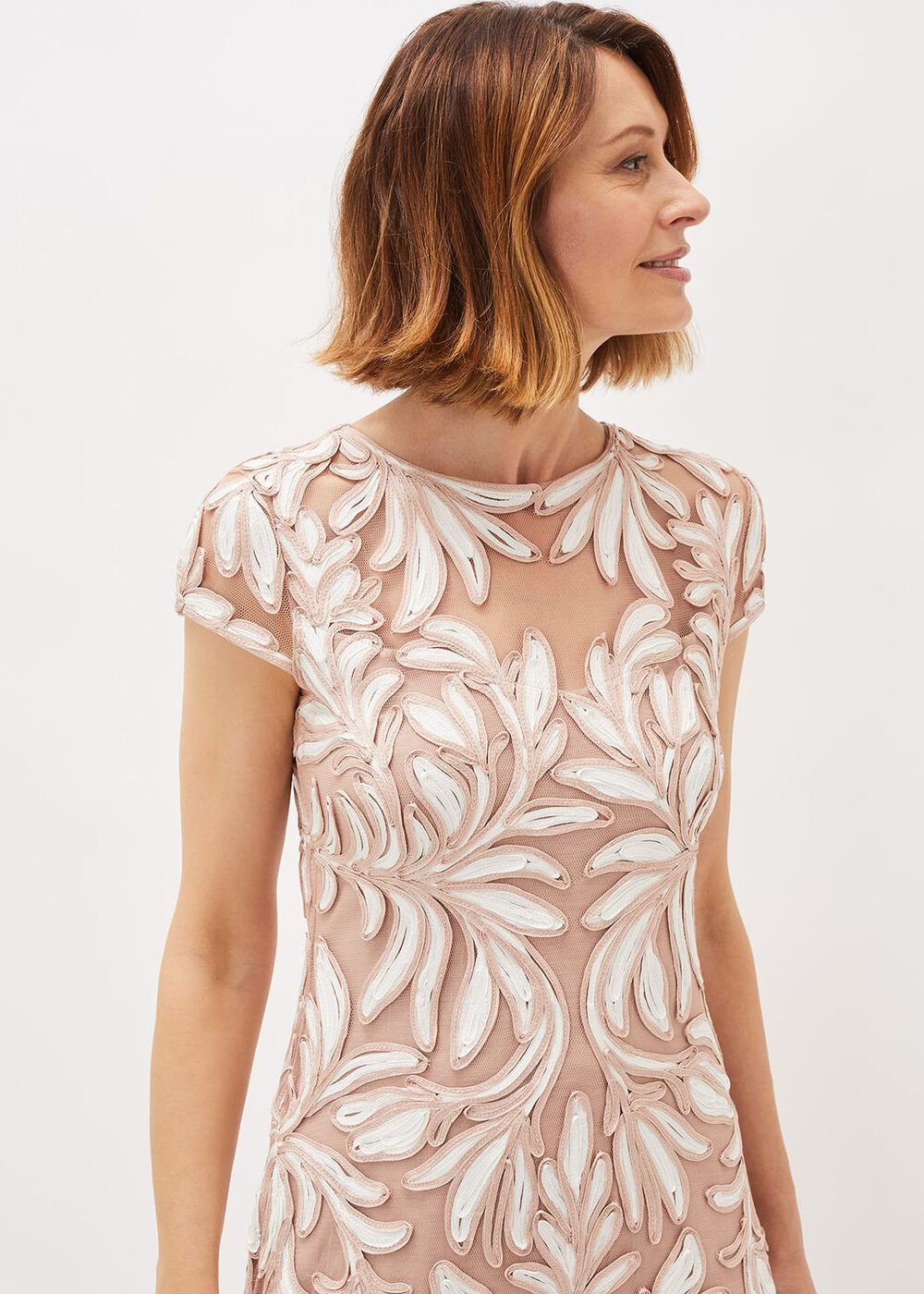 Anastasia Tapework Lace Dress Antique Rose