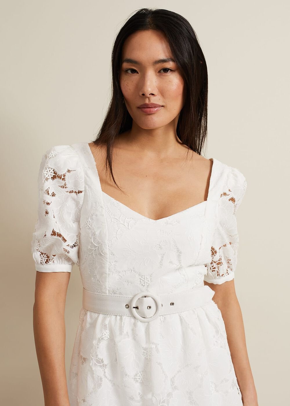 Elyse Lace Tiered Wedding Dress Ivory
