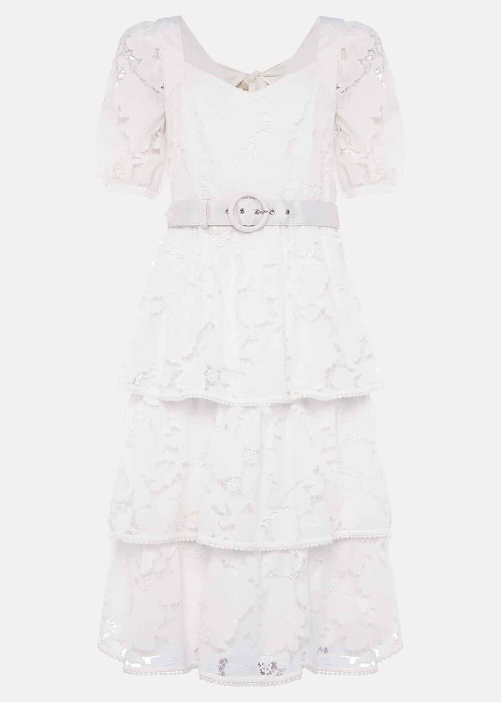 Elyse Lace Tiered Wedding Dress Ivory