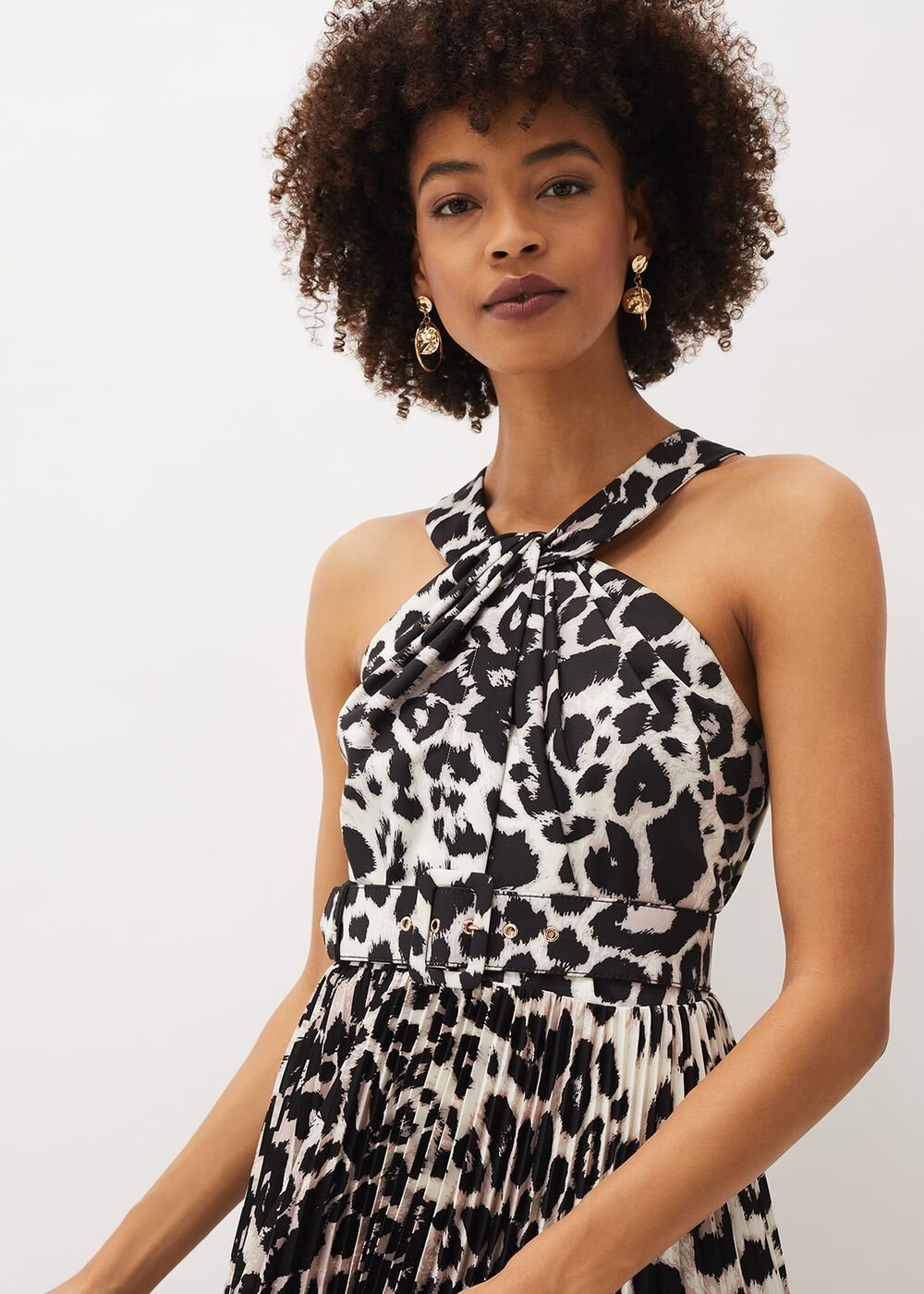 Chelsie Leopard Print Midaxi Dress Multi-Coloured