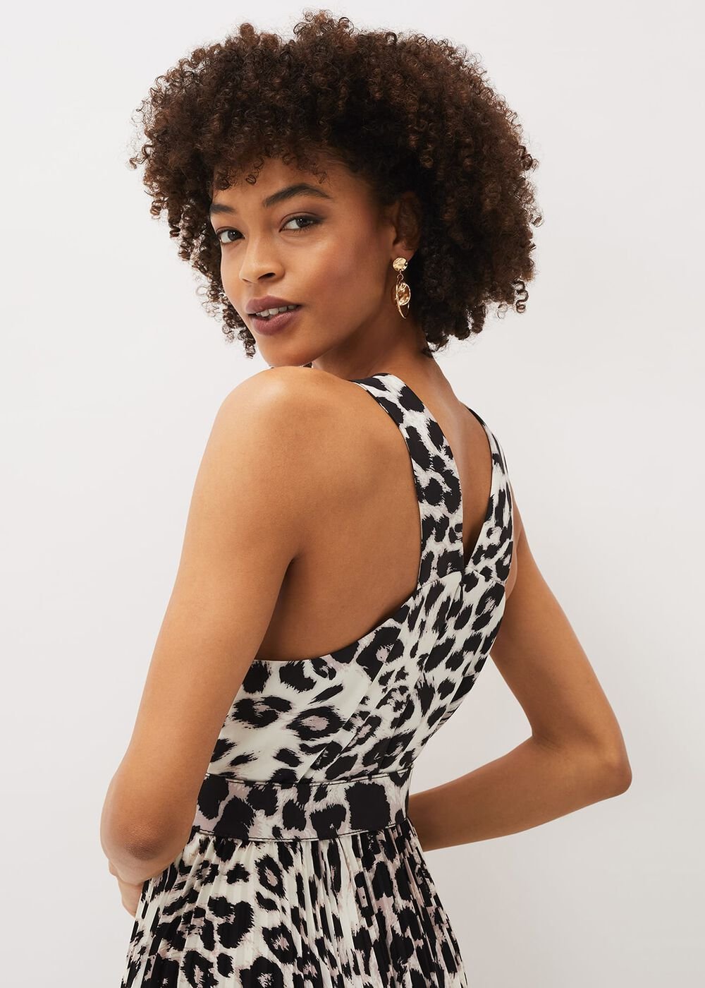 Chelsie Leopard Print Midaxi Dress Multi-Coloured