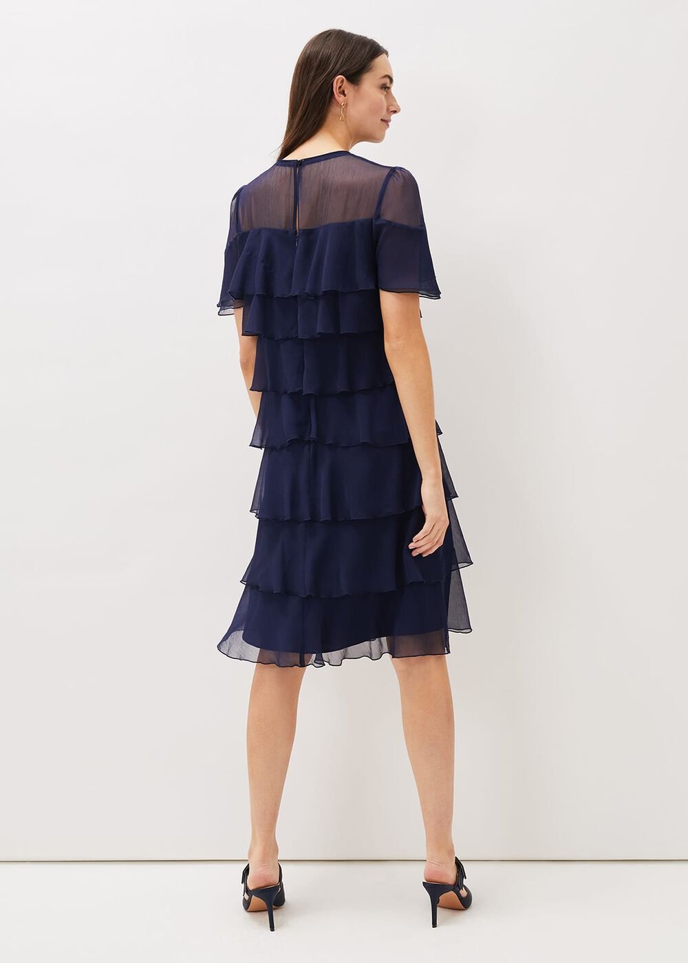 Nika Tiered Shift Dress Navy