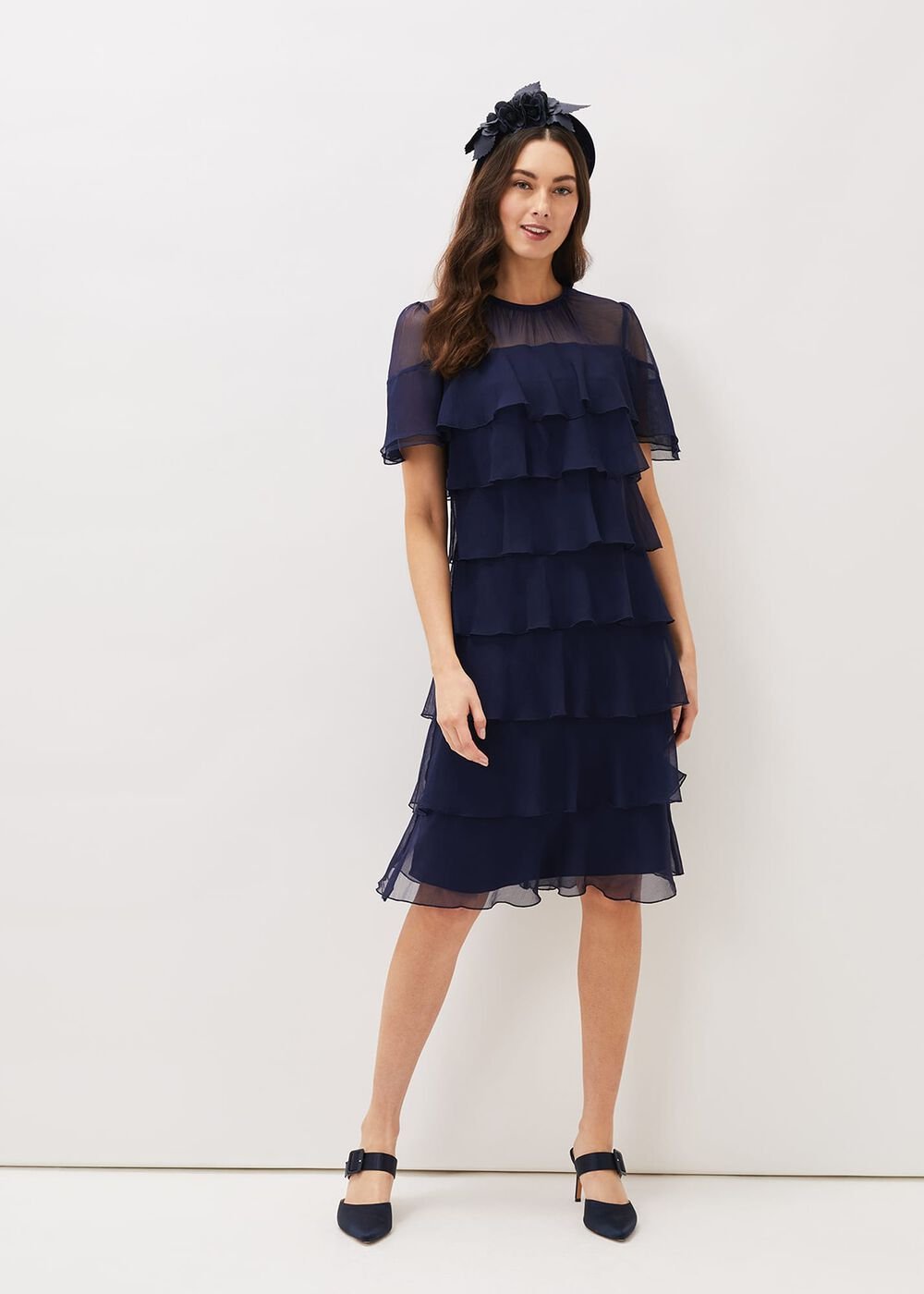 Nika Tiered Shift Dress Navy