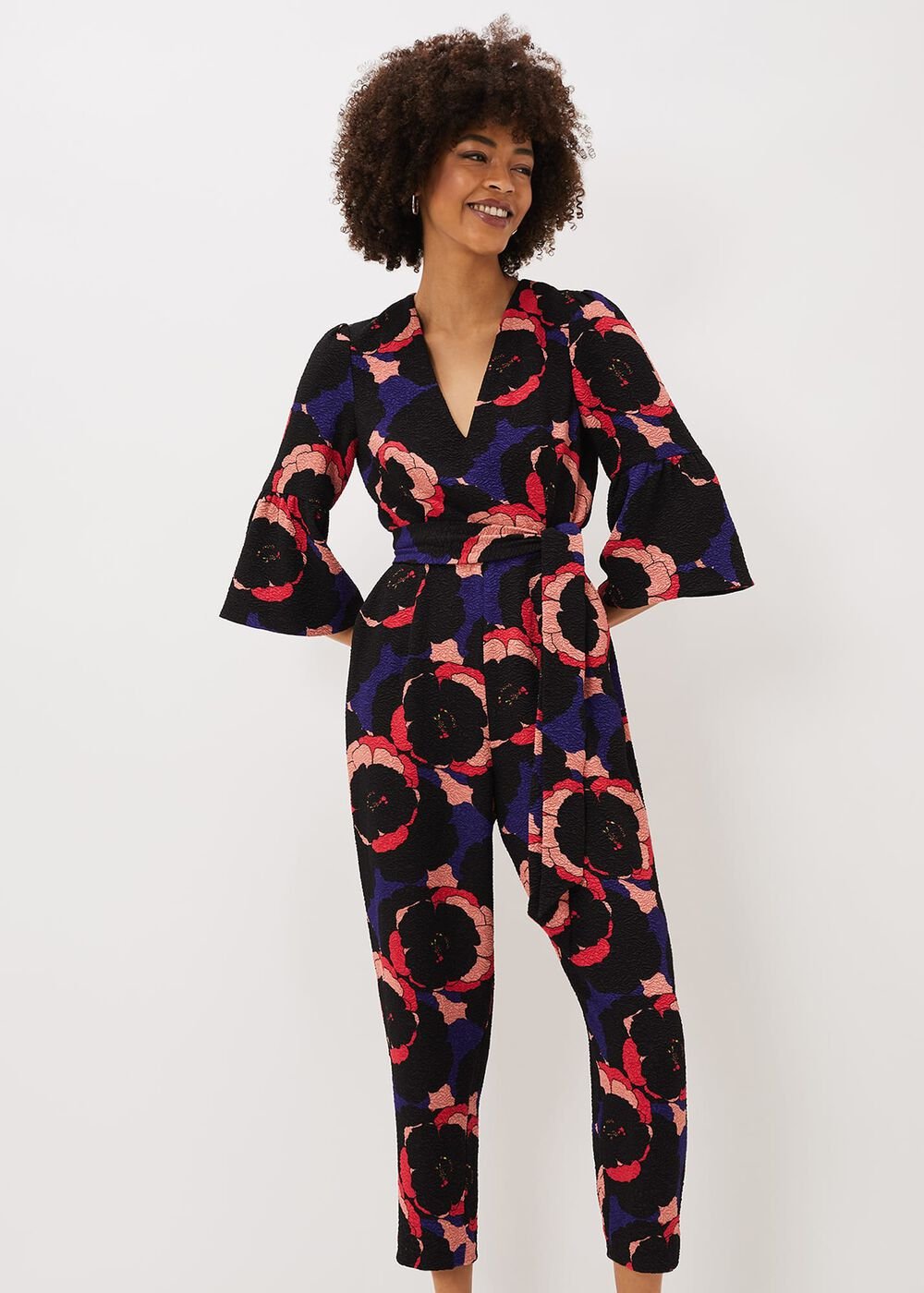 Darcey Floral Textured Tapered Jumpsuit Multi-Coloured