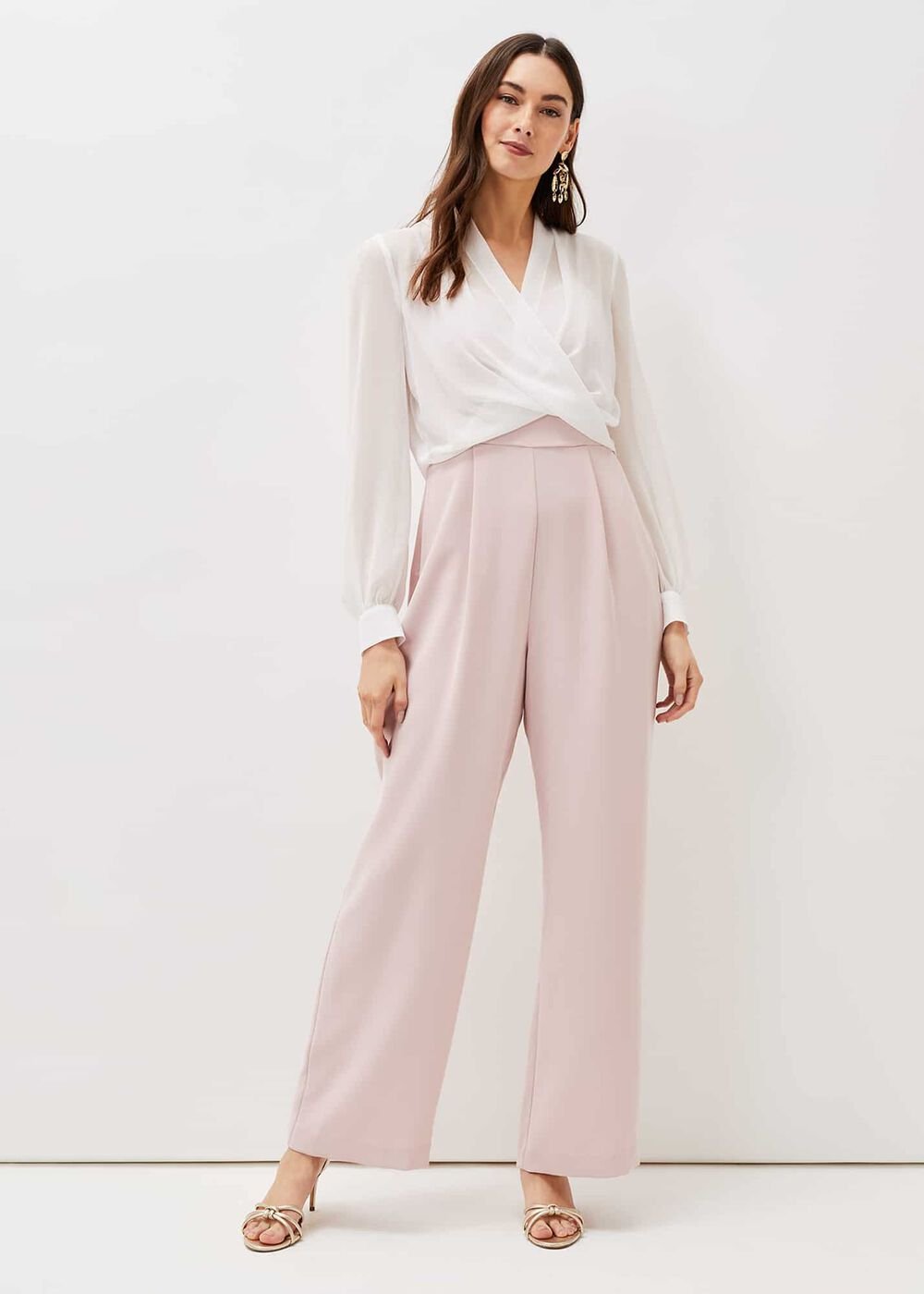 Mindy Wide Leg Jumpsuit Ivory/Antique Rose