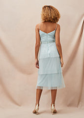 Kaia Pleated Tulle Midi Dress Eau De Nil