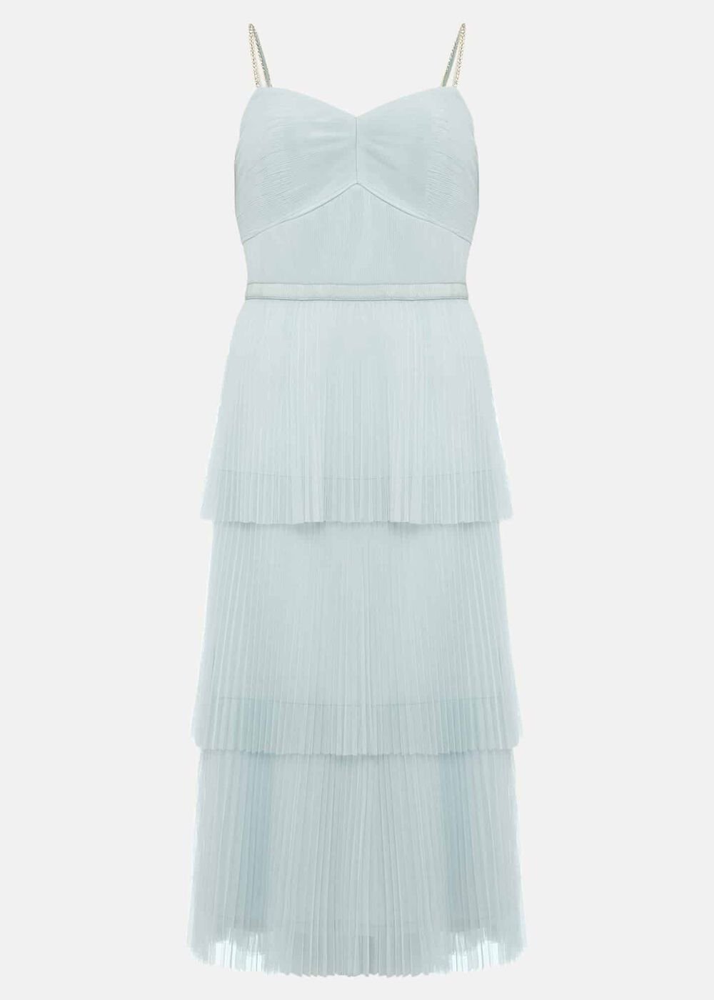 Kaia Pleated Tulle Midi Dress Eau De Nil