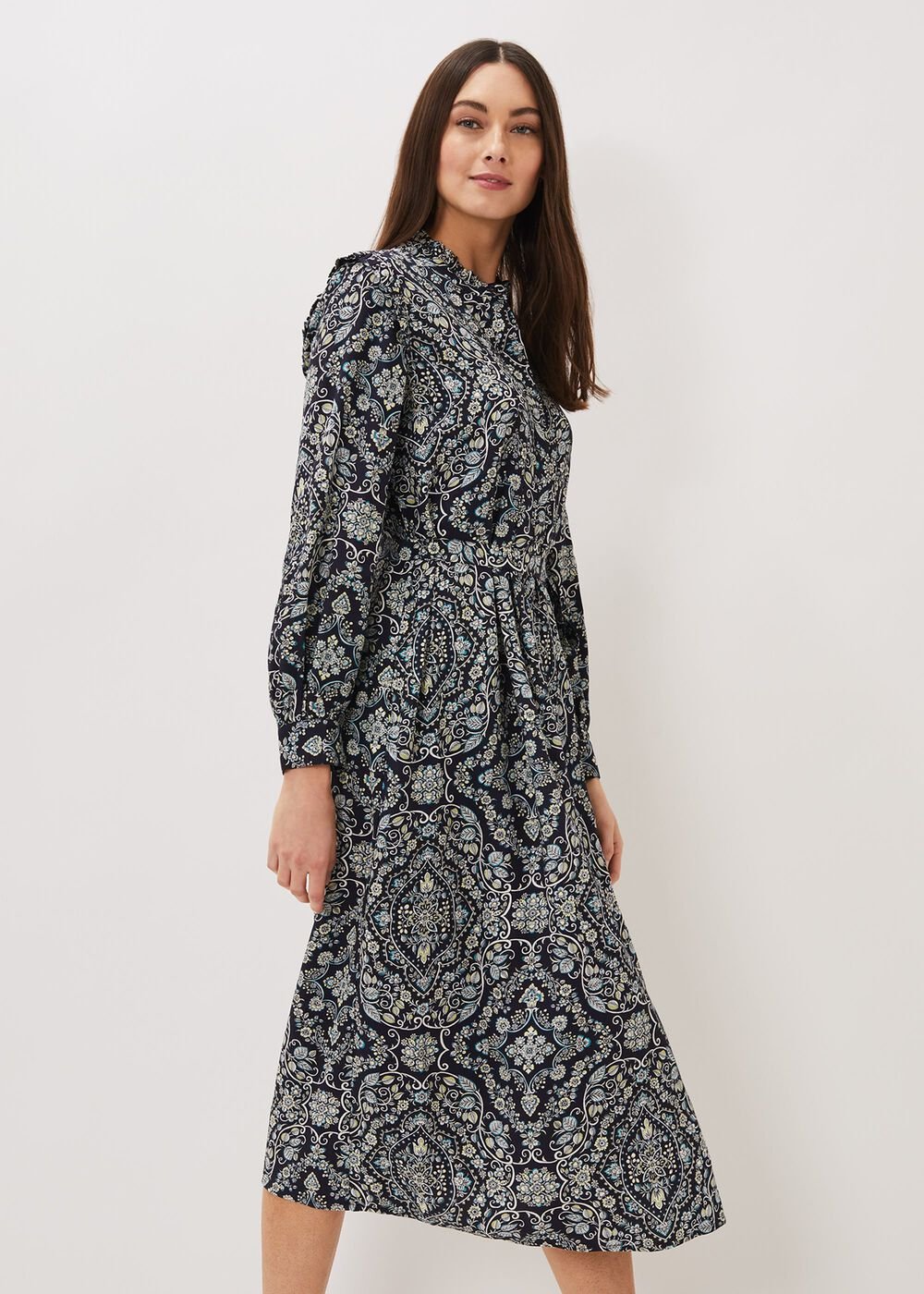Polly Paisley Print Midi Dress Multi-Coloured