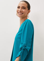 Ceiara Ruched Sleeve Tunic Dress Teal