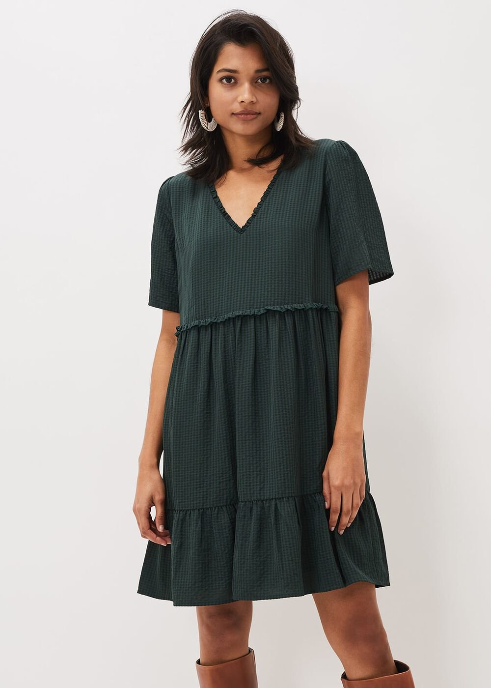 Likita Textured Swing Dress Green