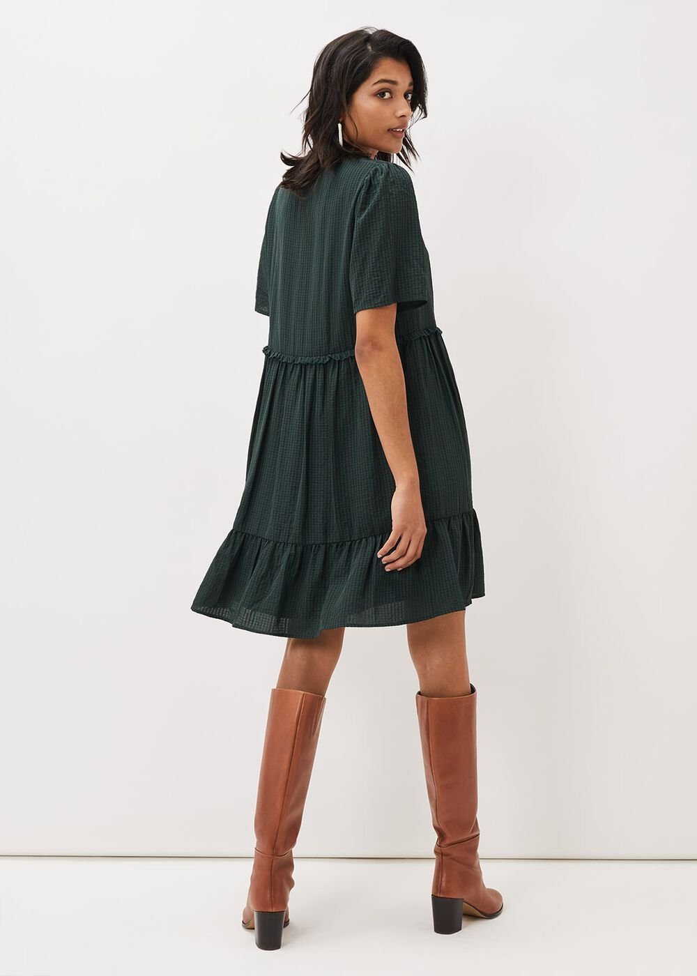 Likita Textured Swing Dress Green