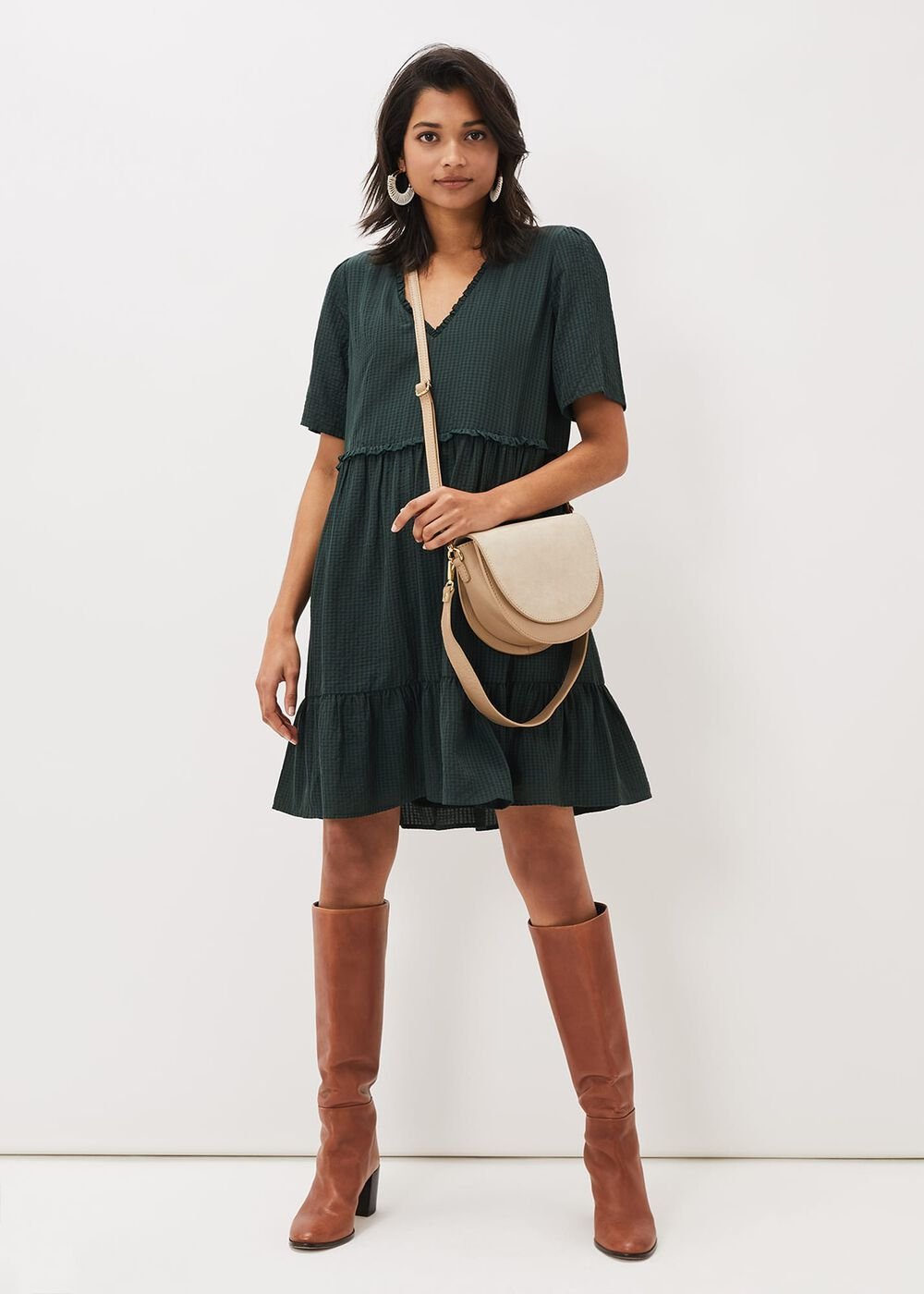 Likita Textured Swing Dress Green