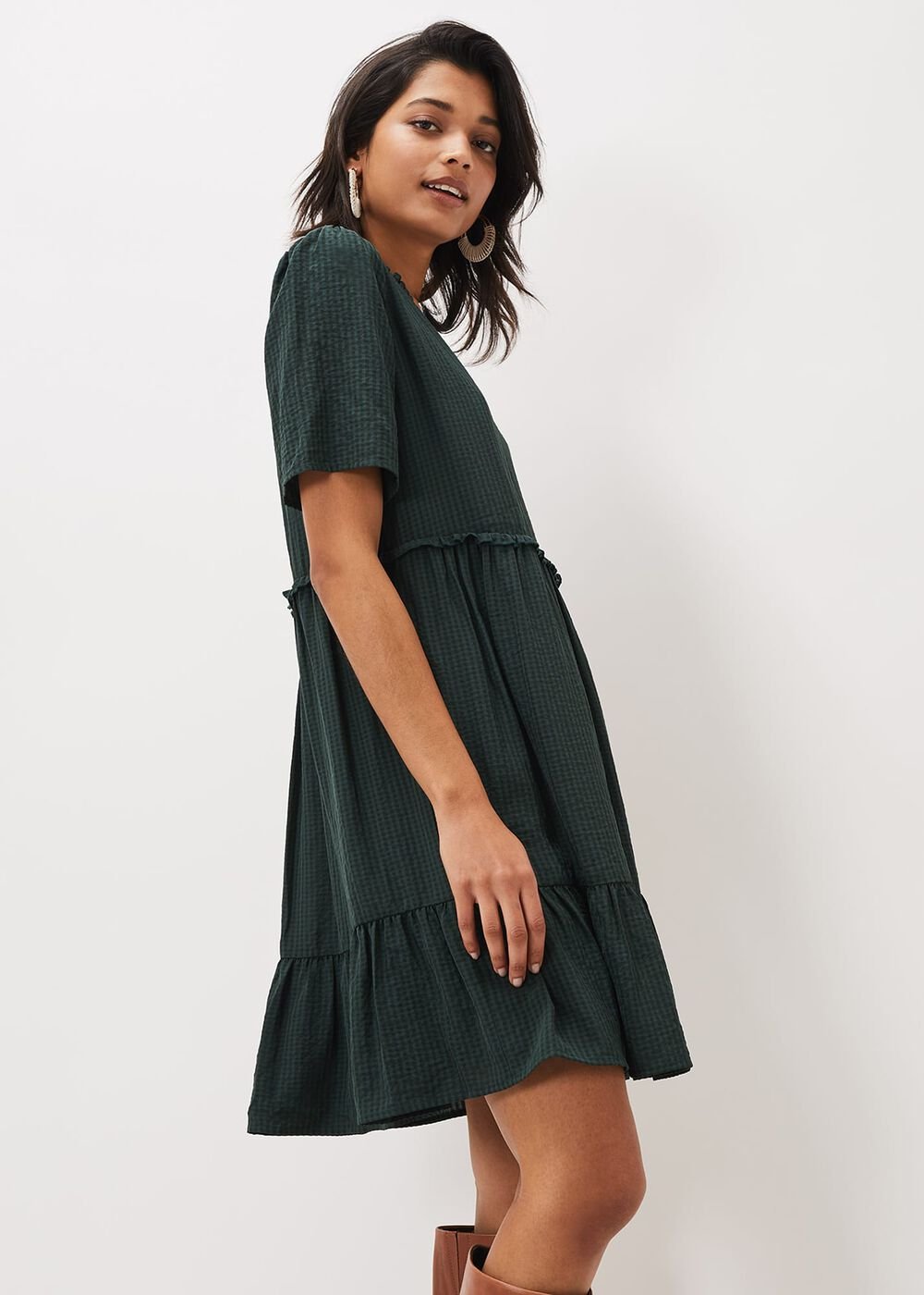 Likita Textured Swing Dress Green