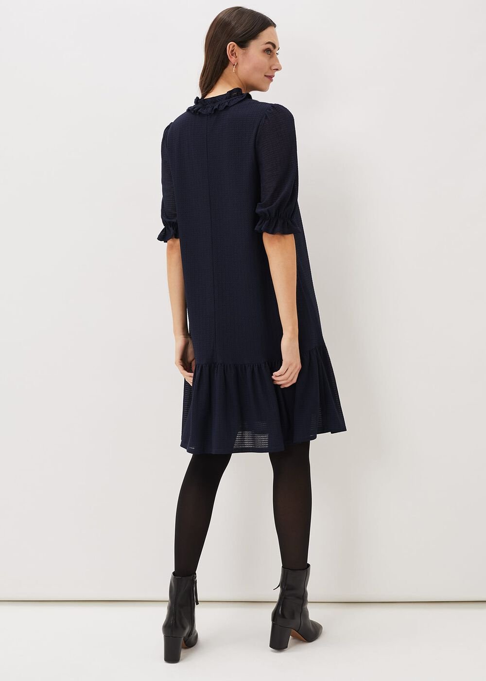 Aerin Textured Swing Dress Navy