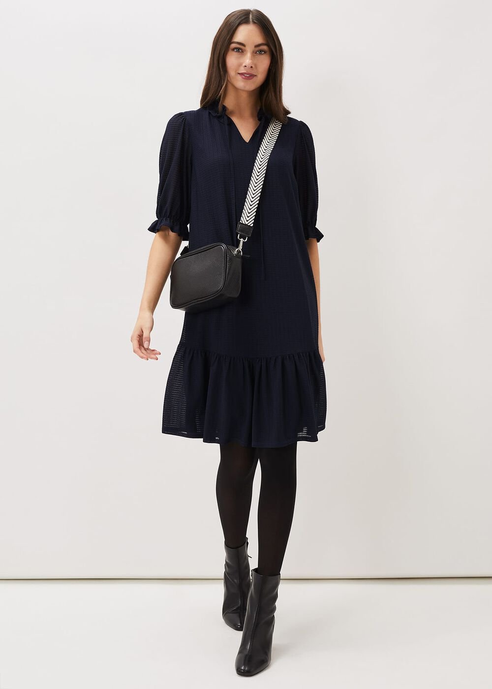 Aerin Textured Swing Dress Navy