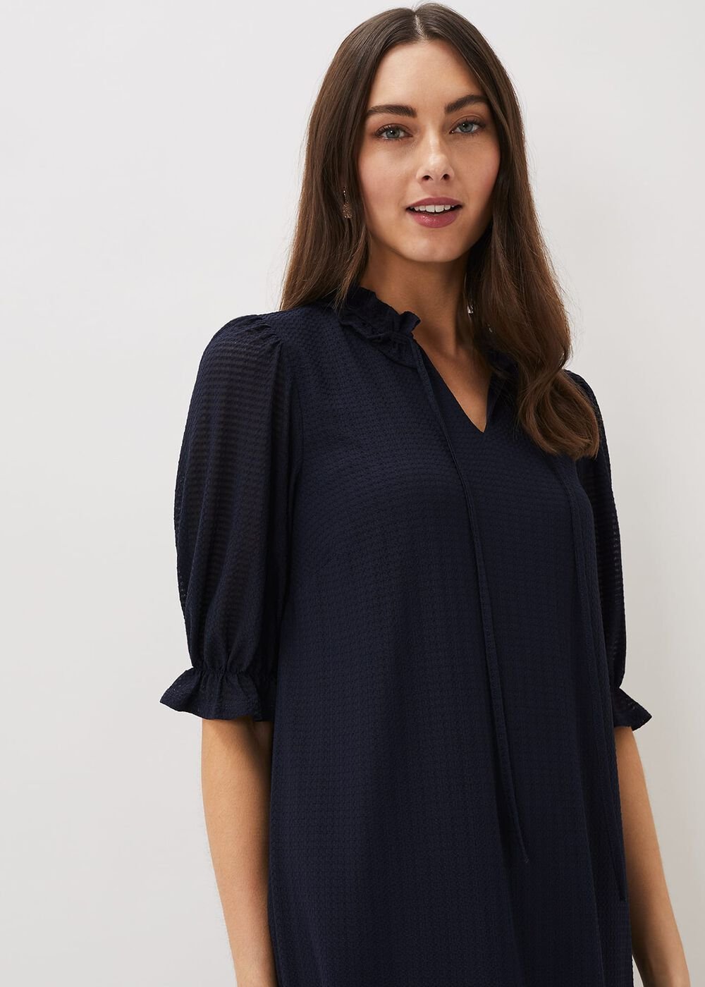 Aerin Textured Swing Dress Navy
