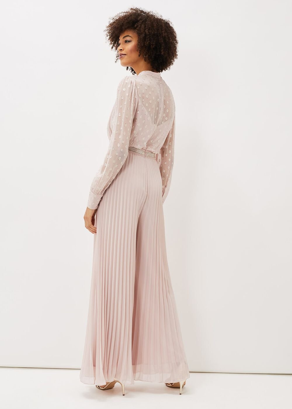 Charley Pleated Spot Print Jumpsuit Mauve