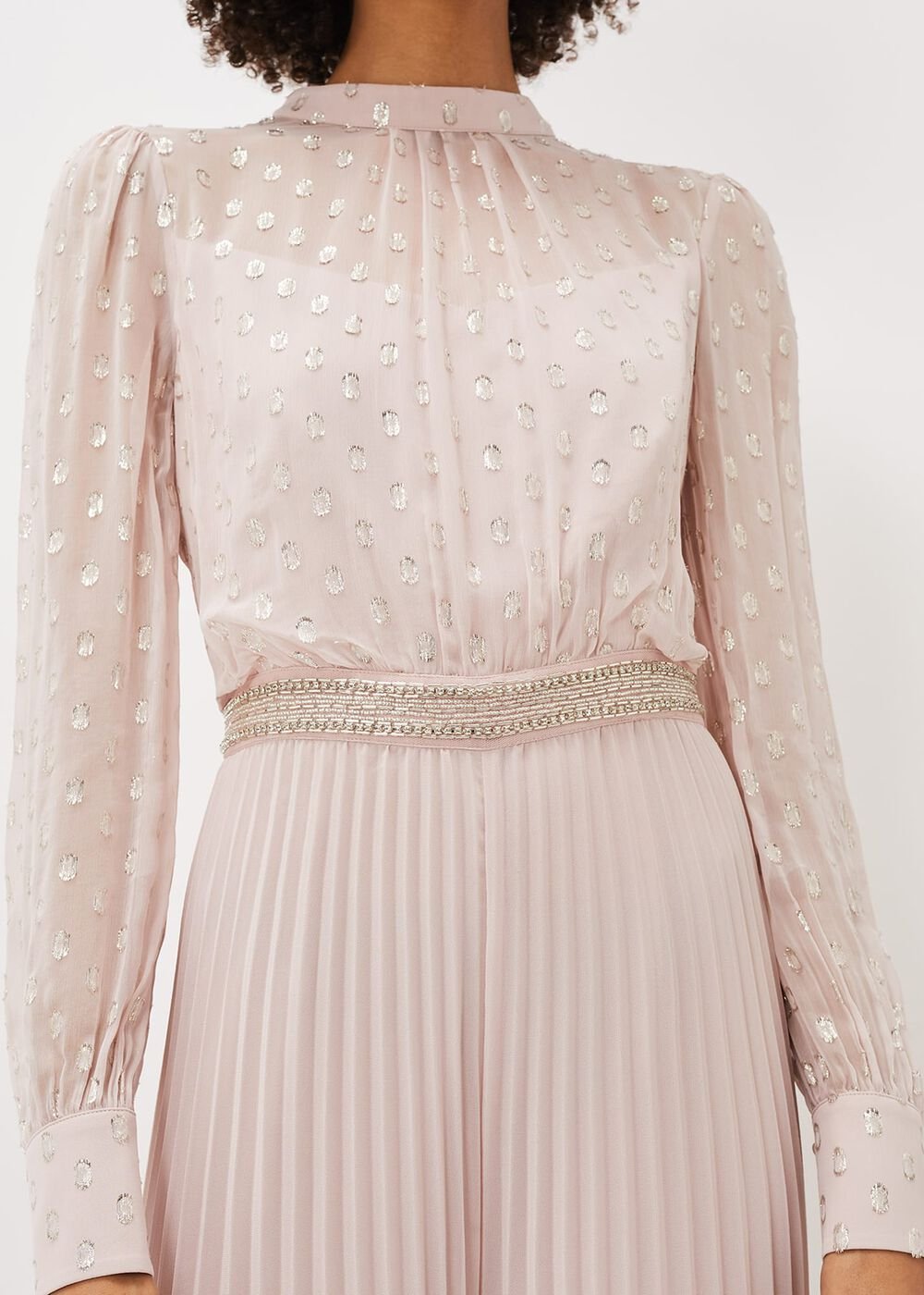 Charley Pleated Spot Print Jumpsuit Mauve