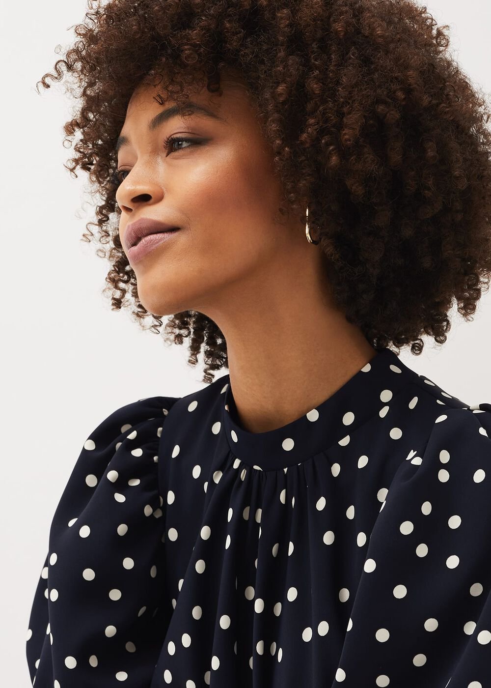 Paulina Puff Sleeve Spot Jumpsuit Navy/Ivory