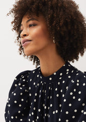 Paulina Puff Sleeve Spot Jumpsuit Navy/Ivory