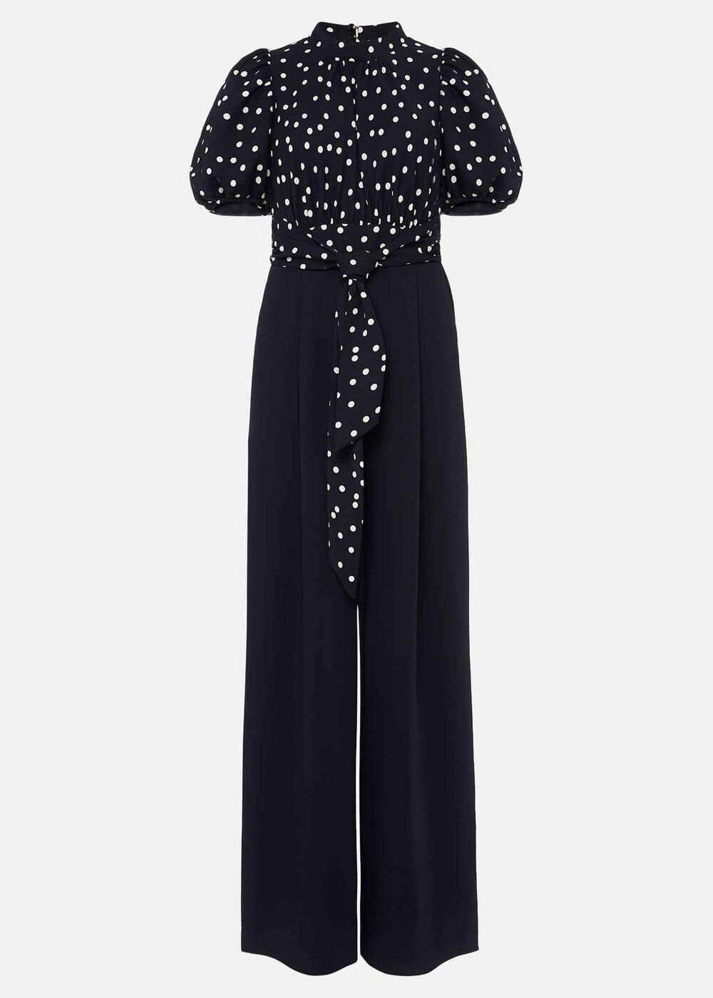 Paulina Puff Sleeve Spot Jumpsuit Navy/Ivory