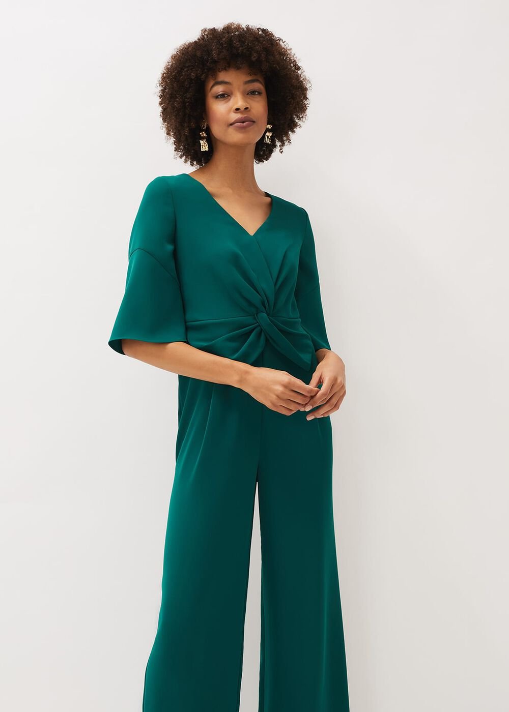 Layla Bow Jumpsuit Emerald
