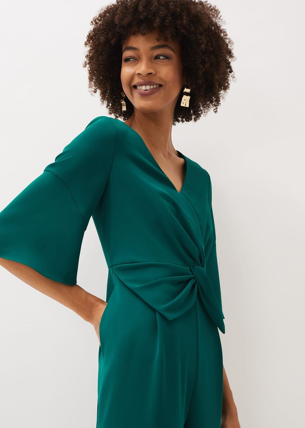 Layla Bow Jumpsuit Emerald