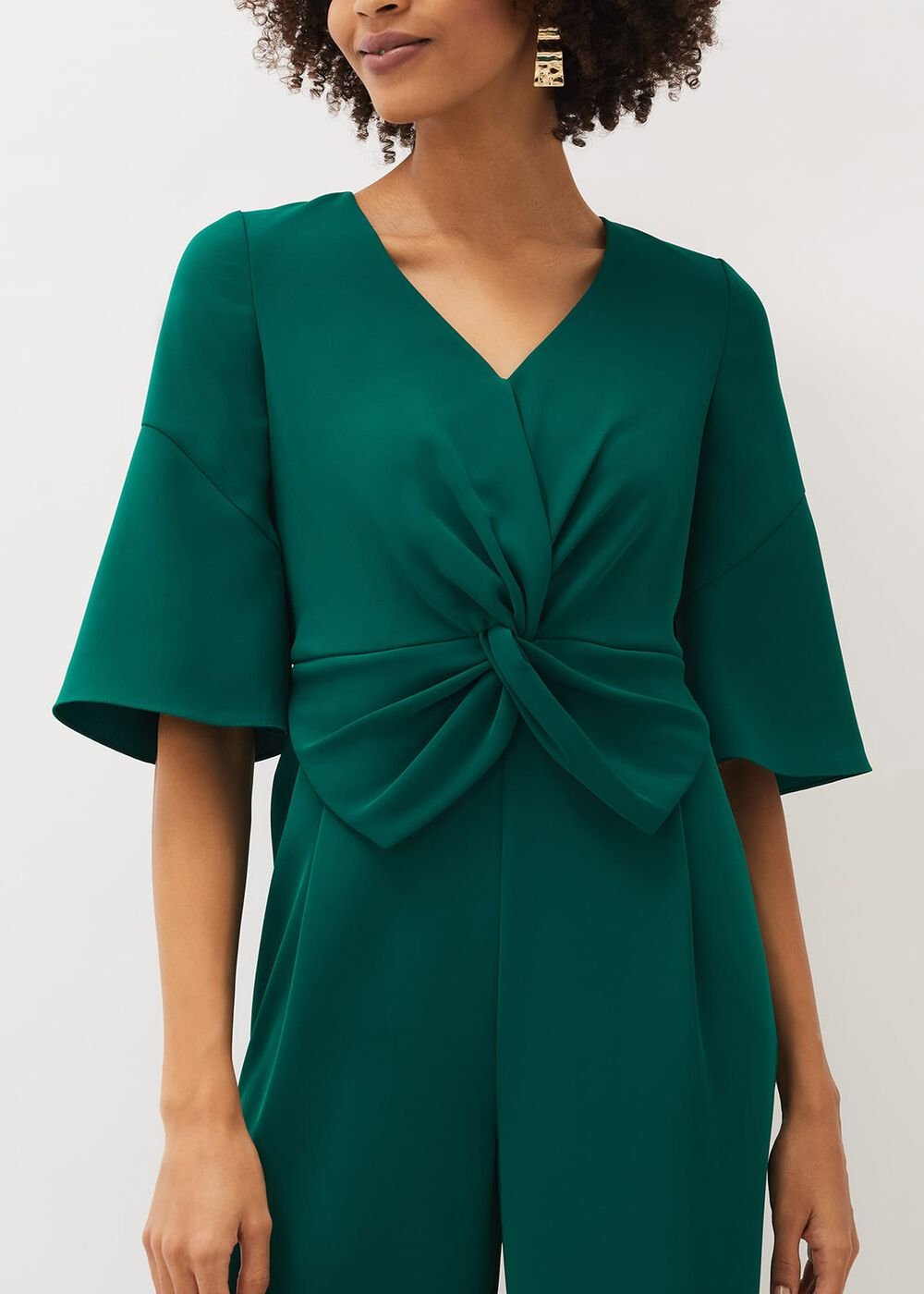 Layla Bow Jumpsuit Emerald