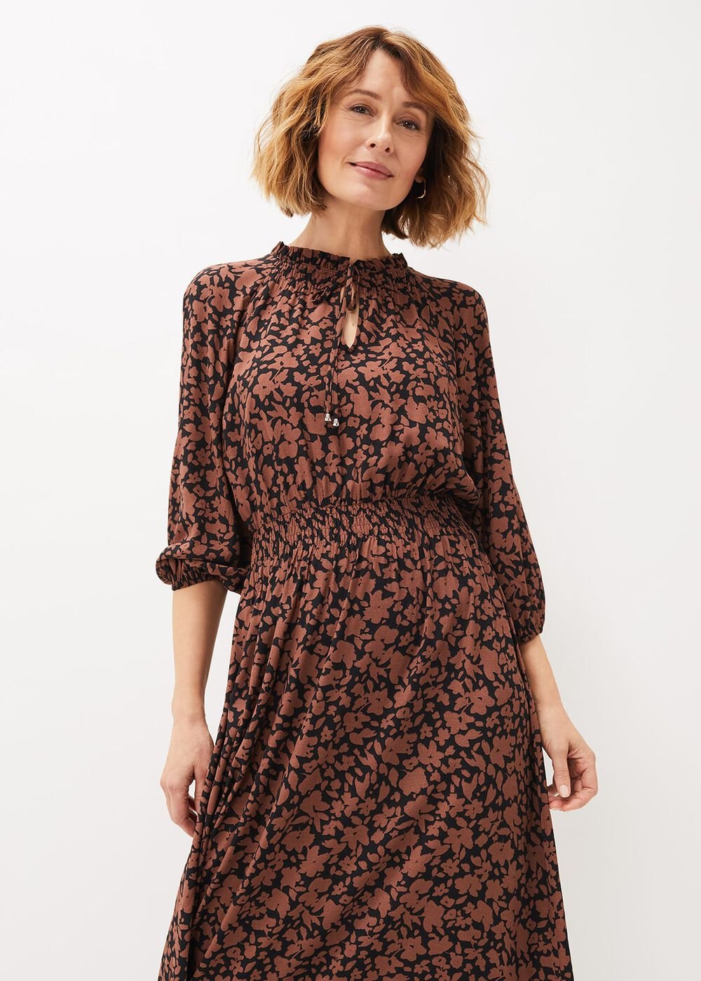 Phillipa Floral Midaxi Dress Black/Tan