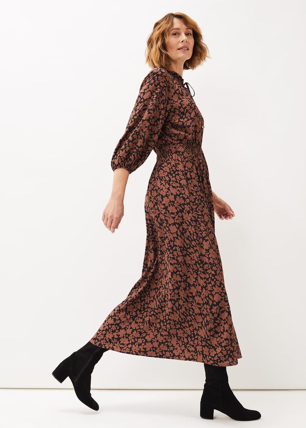 Phillipa Floral Midaxi Dress Black/Tan