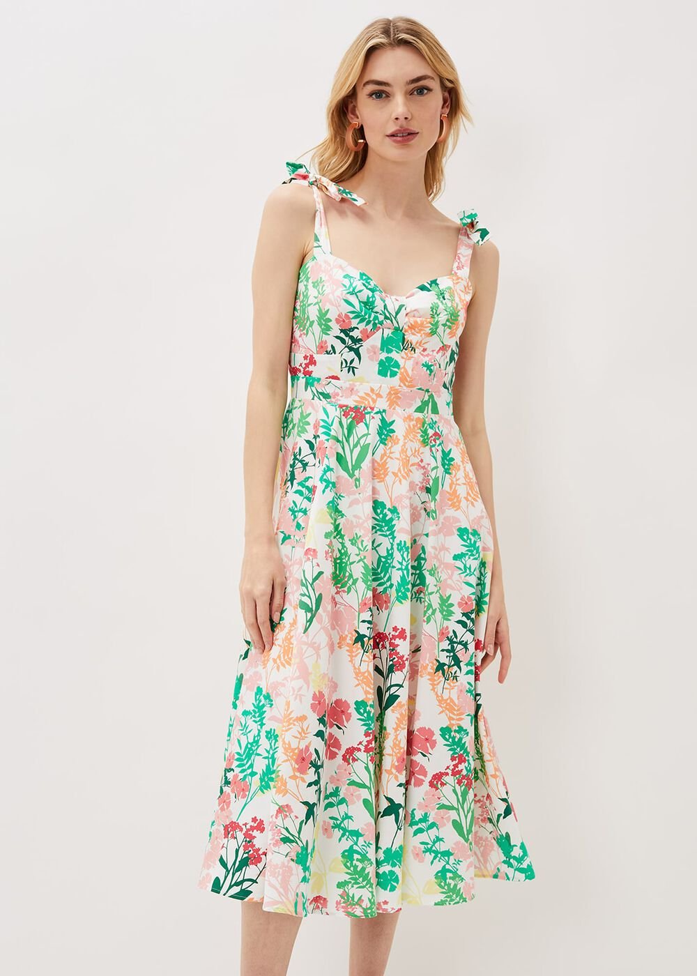 Joyce Printed Fit & Flare Dress Ivory/Multi