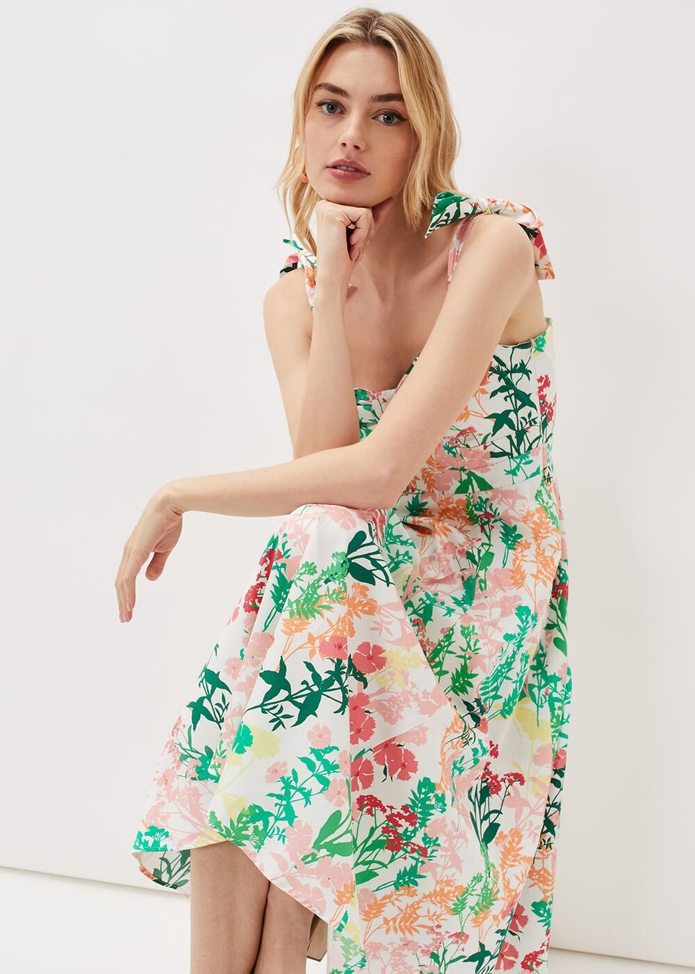 Joyce Printed Fit & Flare Dress Ivory/Multi